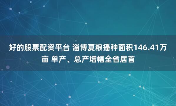 好的股票配资平台 淄博夏粮播种面积146.41万亩 单产、总产增幅全省居首