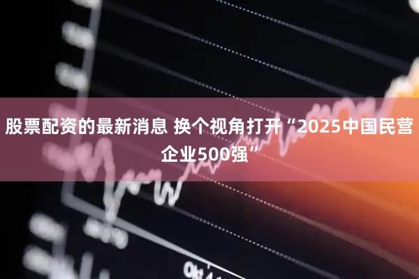 股票配资的最新消息 换个视角打开“2025中国民营企业500强”