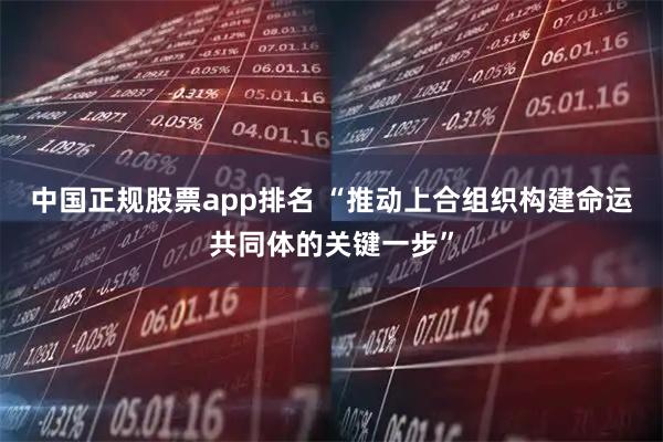 中国正规股票app排名 “推动上合组织构建命运共同体的关键一步”