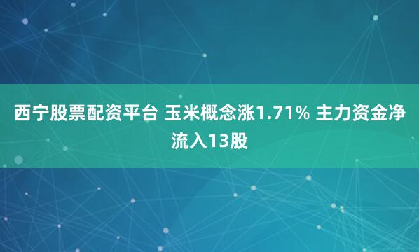 西宁股票配资平台 玉米概念涨1.71% 主力资金净流入13股